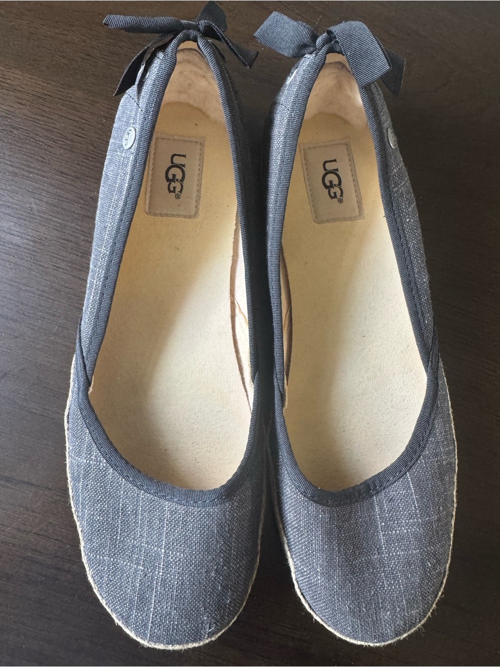 UGG Women's INDAH Canvas Espadrille Ballet Flats Charcoal Grey Size 9